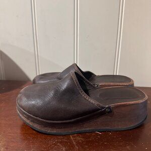 J. Crew 90's wedge clogs brown leather